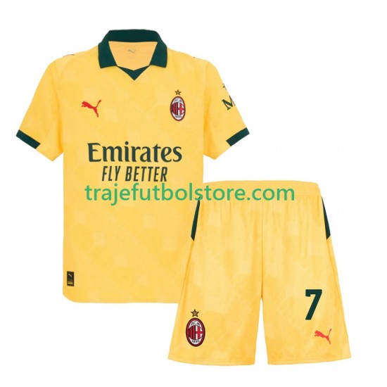 Camiseta 3ª AC Milan Santiago Gimenez 7 Niño 2025-2026 Manga Corta
