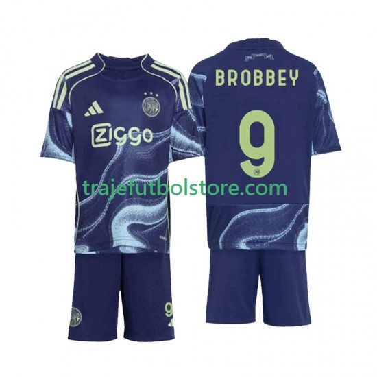 Camiseta 2ª AFC Ajax Brian Brobbey 9 Niño 2025-2026 Manga Corta