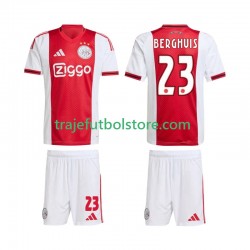 Camiseta 1ª AFC Ajax Steven Berghuis 23 Niño 2025-2026 Manga Corta