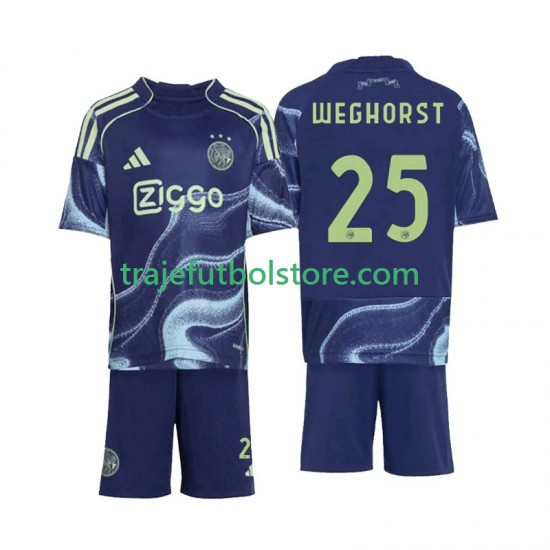 Camiseta 2ª AFC Ajax Wout Weghorst 25 Niño 2025-2026 Manga Corta