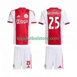 Camiseta 1ª AFC Ajax Wout Weghorst 25 Niño 2025-2026 Manga Corta
