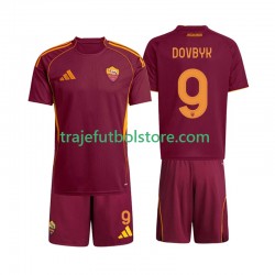 Camiseta 1ª AS Roma Artem Dovbyk 9 Niño 2025-2026 Manga Corta