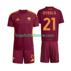 Camiseta 1ª AS Roma Dybala 21 Niño 2025-2026 Manga Corta