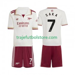 Camiseta 3ª Arsenal Bukayo Saka 7 Niño 2025-2026 Manga Corta
