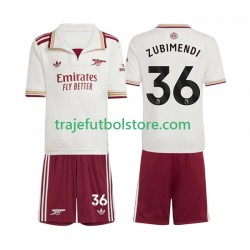 Camiseta 3ª Arsenal Martin Zubimendi 36 Niño 2025-2026 Manga Corta