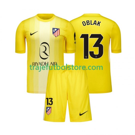 Camiseta 1ª Atlético Madrid Jan Oblak 13 Portero Niño 2025-2026 Manga Corta