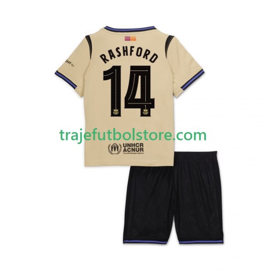 Camiseta 2ª FC Barcelona Marcus Rashford 14 UCL Niño 2025-2026 Manga Corta