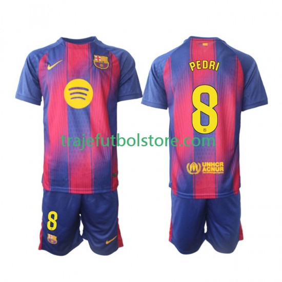 Camiseta 1ª FC Barcelona Pedri 8 Niño 2025-2026 Manga Corta