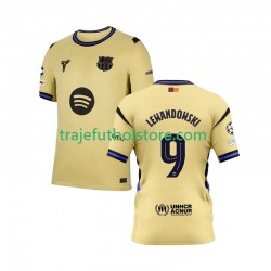 Camiseta 2ª FC Barcelona Robert Lewandowski 9 Champions League Hombre 2025-2026 Manga Corta