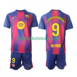 Camiseta 1ª FC Barcelona Robert Lewandowski 9 Niño 2025-2026 Manga Corta