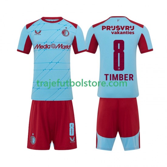 Camiseta 3ª Feyenoord Rotterdam Quinten Timber 8 Niño 2025-2026 Manga Corta