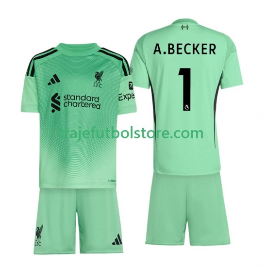 Camiseta 1ª Liverpool Alisson Becker 1 Portero Niño 2025-2026 Manga Corta