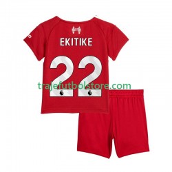 Camiseta 1ª Liverpool Hugo Ekitike 22 Niño 2025-2026 Manga Corta