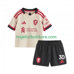 Camiseta 2ª Liverpool Jeremie Frimpong 30 Niño 2025-2026 Manga Corta