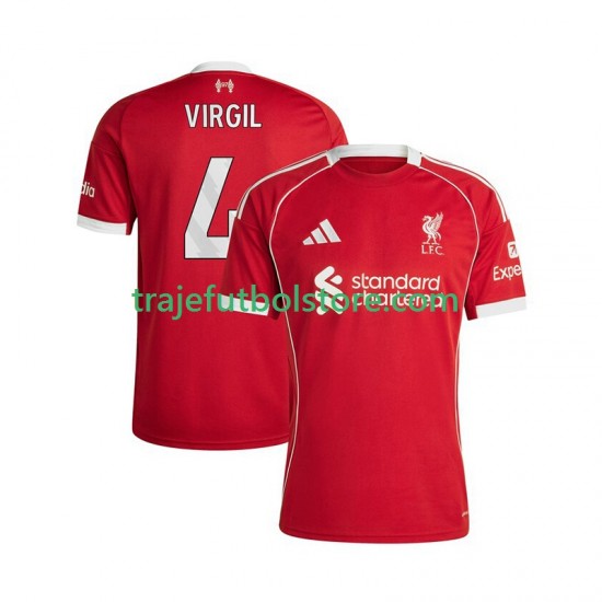 Camiseta 1ª Liverpool Virgil van Dijk 4 Hombre 2025-2026 Manga Corta