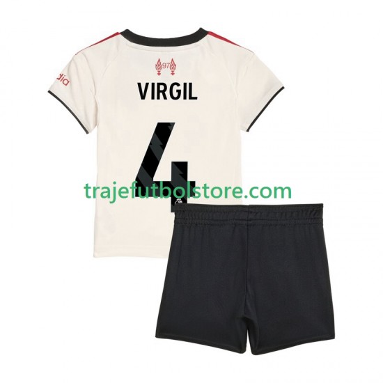 Camiseta 2ª Liverpool Virgil van Dijk 4 Niño 2025-2026 Manga Corta