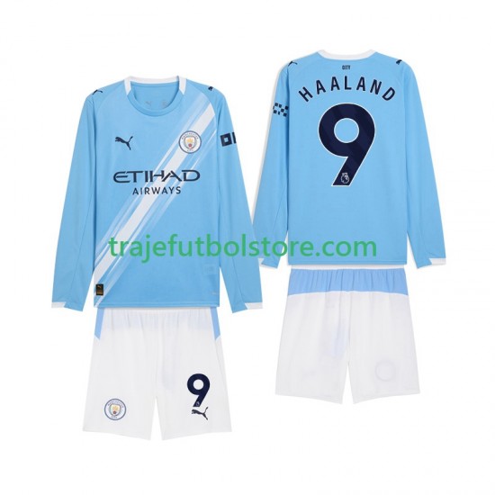 Camiseta 1ª Manchester City Erling Haaland 9 Niño 2025-2026 ML