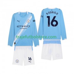 Camiseta 1ª Manchester City Rodrigo Hernandez 16 Niño 2025-2026 ML