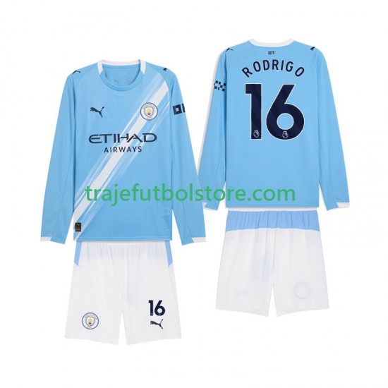 Camiseta 1ª Manchester City Rodrigo Hernandez 16 Niño 2025-2026 ML