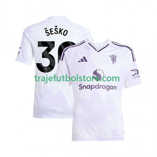 Camiseta 2ª Manchester United Benjamin Sesko 30 Hombre 2025-2026 Manga Corta