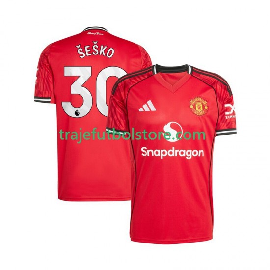 Camiseta 1ª Manchester United Benjamin Sesko 30 Hombre 2025-2026 Manga Corta