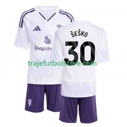 Camiseta 2ª Manchester United Benjamin Sesko 30 Niño 2025-2026 Manga Corta