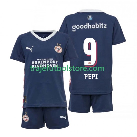 Camiseta 2ª PSV Eindhoven Ricardo Pepi 9 Niño 2025-2026 Manga Corta