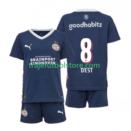Camiseta 2ª PSV Eindhoven Sergino Dest 8 Niño 2025-2026 Manga Corta
