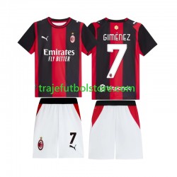 Camiseta 1ª AC Milan Gimenez 7 Niño 2026-2027 Manga Corta Camiseta 1ª AC Milan Gimenez 7 Niño 2026-2027 Manga Corta