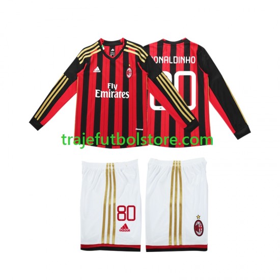 Camiseta 1ª AC Milan RONALDINHO 80 2013 2014 Retro Niño ML
