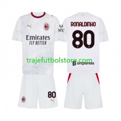 Camiseta 2ª AC Milan Ronaldinho 80 Niño 2026-2027 Manga Corta Camiseta 2ª AC Milan Ronaldinho 80 Niño 2026-2027 Manga Corta