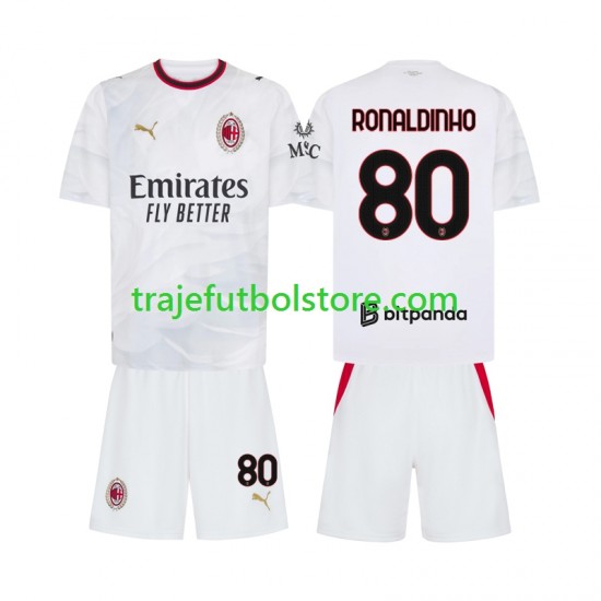 Camiseta 2ª AC Milan Ronaldinho 80 Niño 2026-2027 Manga Corta