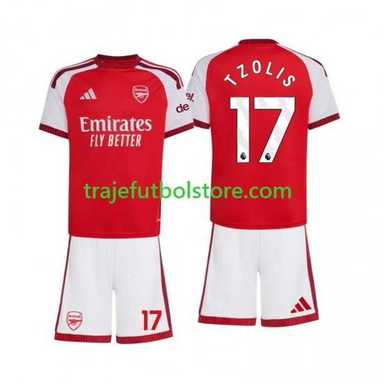 Camiseta 1ª Arsenal Christos Tzolis 17 Niño 2026-2027 Manga Corta