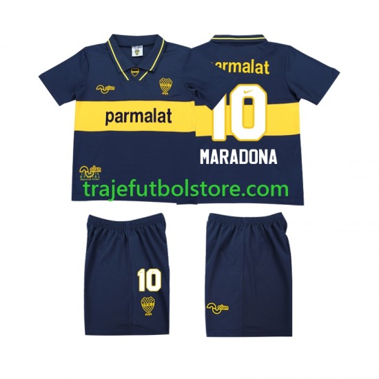 Camiseta 1ª CA Boca Juniors MARADONA 10 1993 1995 Retro Niño Manga Corta