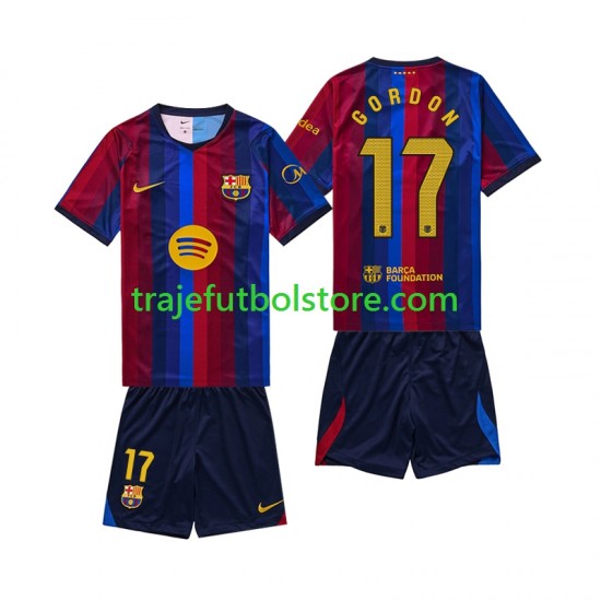 Camiseta 1ª FC Barcelona Anthony Gordon 17 Niño 2026-2027 Manga Corta