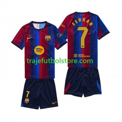 Camiseta 1ª FC Barcelona Ferran Torres 7 Niño 2026-2027 Manga Corta Camiseta 1ª FC Barcelona Ferran Torres 7 Niño 2026-2027 Manga Corta