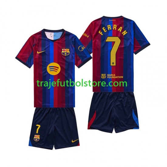 Camiseta 1ª FC Barcelona Ferran Torres 7 Niño 2026-2027 Manga Corta