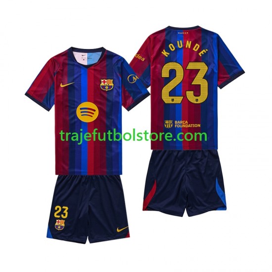 Camiseta 1ª FC Barcelona Jules Kounde 23 Niño 2026-2027 Manga Corta