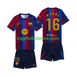 Camiseta 1ª FC Barcelona Rodri 16 Niño 2026-2027 Manga Corta