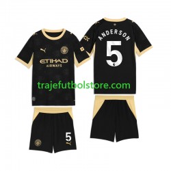Camiseta 2ª Manchester City Elliot Anderson 5 Niño 2026-2027 Manga Corta