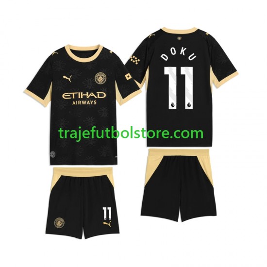Camiseta 2ª Manchester City Jeremy Doku 11 Niño 2026-2027 Manga Corta