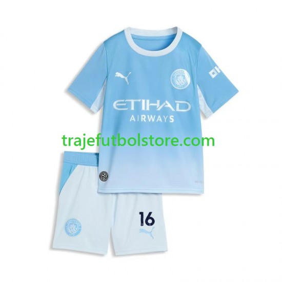 Camiseta 1ª Manchester City Rodri 16 Niño 2026-2027 Manga Corta