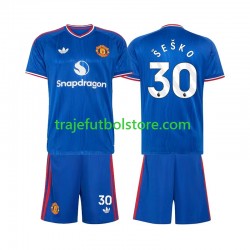 Camiseta 2ª Manchester United Benjamin Sesko 30 Niño 2026-2027 Manga Corta