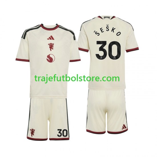 Camiseta 3ª Manchester United Benjamin Sesko 30 Niño 2026-2027 Manga Corta