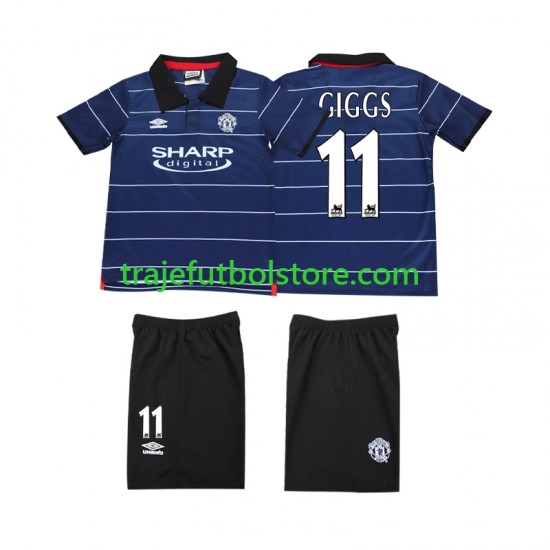 Camiseta 2ª Manchester United GIGGS 11 2000 Retro Niño 1999 Manga Corta