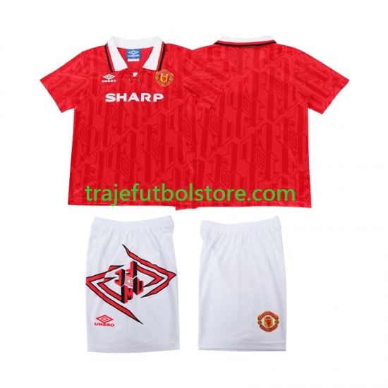 Camiseta 1ª Manchester United 1993 Retro Niño 1994 Manga Corta