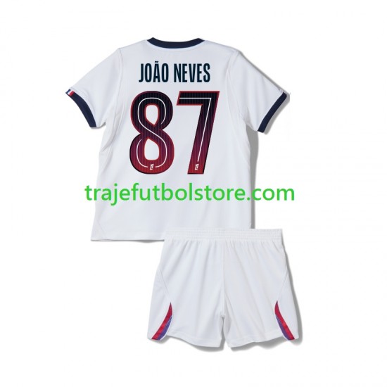 Camiseta 2ª Paris Saint-Germain Joao Neves 87 Niño 2026-2027 Manga Corta