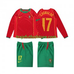Camiseta 1ª Portugal Cristiano Ronaldo 17 Retro Niño 2004 ML Camiseta 1ª Portugal Cristiano Ronaldo 17 Retro Niño 2004 ML