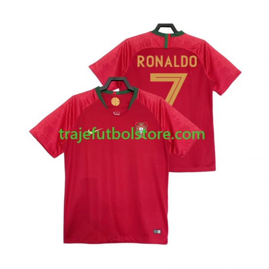 Camiseta 1ª Portugal Cristiano Ronaldo 7 2018 Retro Hombre Manga Corta