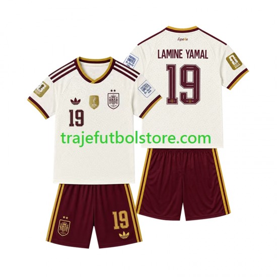 Camiseta 2ª España 2-star Lamine Yamal 19 Niño 2026-2027 Manga Corta